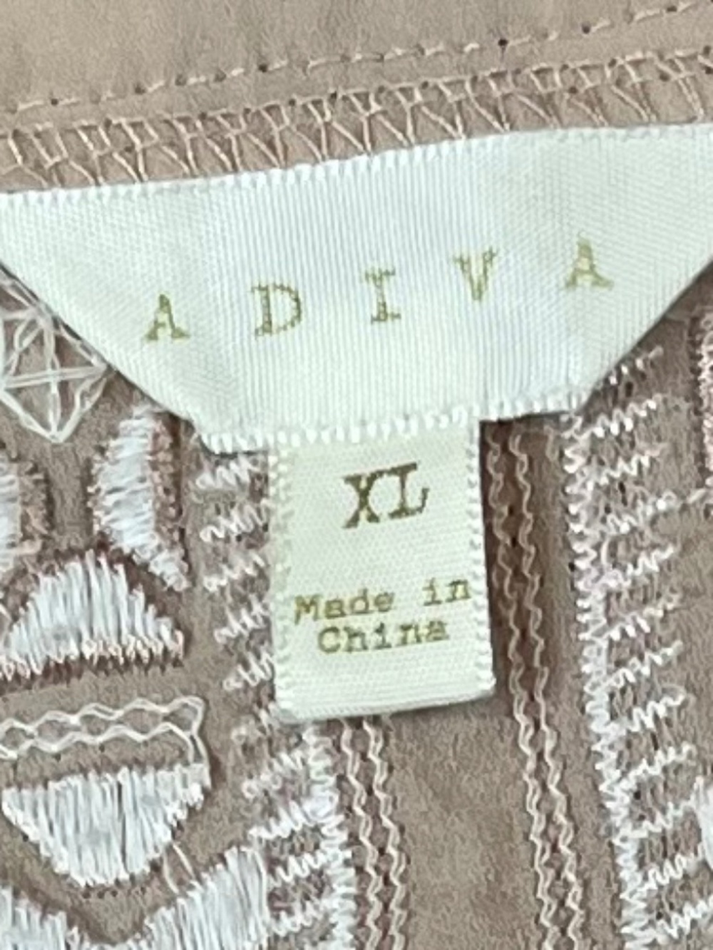 Adiva sz XL Light Neutral Blouse Bohemian Cottagecore Embroidered Romantic - Picture 3 of 13